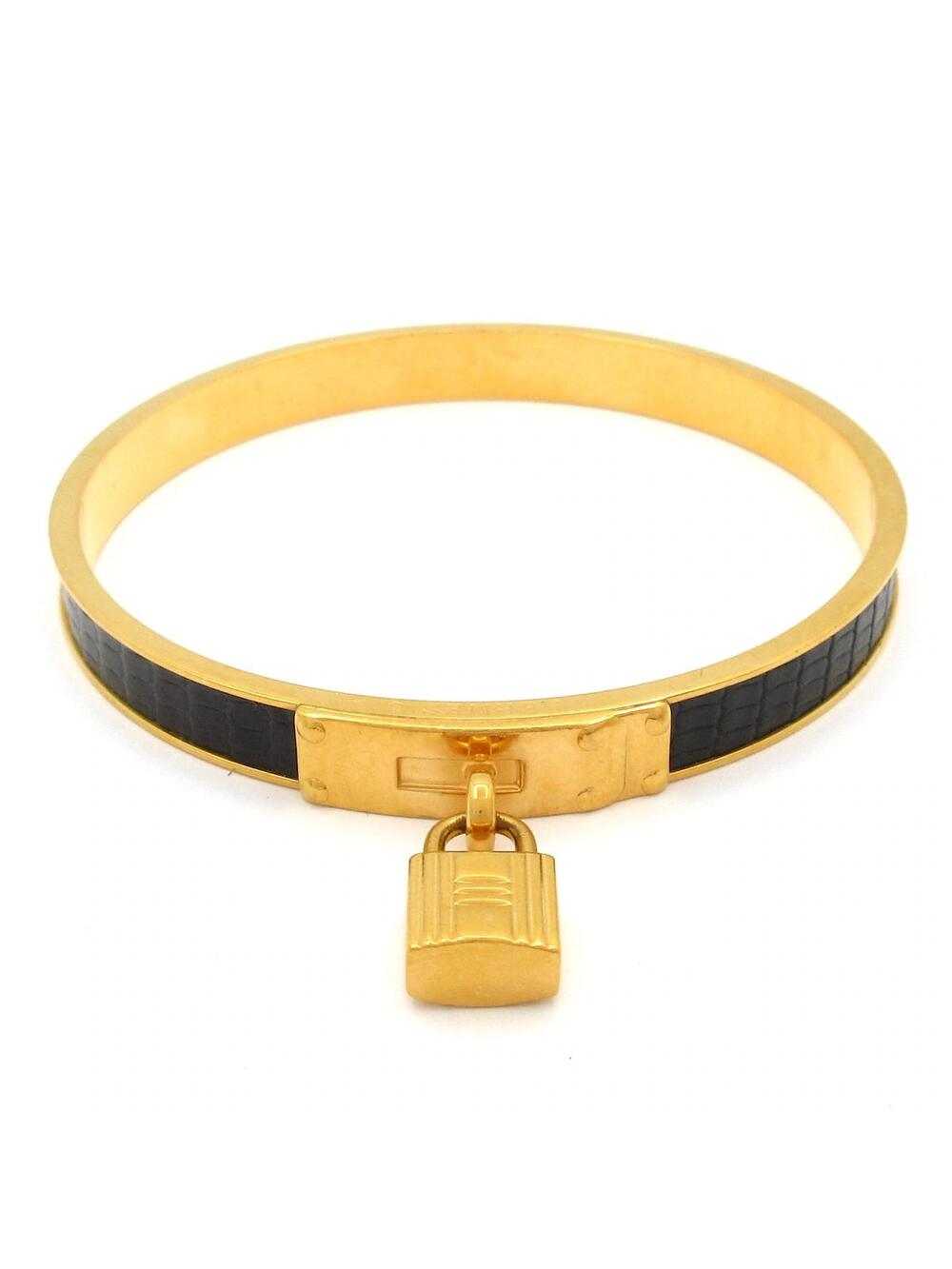 Hermes Kelly Bangle Gold Black Hardware #358598H58B